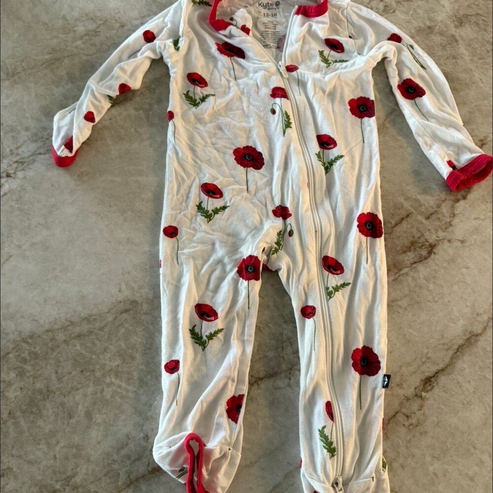 KYTE BABY ROMPER CLOUD POPPIES 12-18